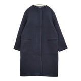 YLEVE super100s ダブルメルトンノーカラーコート サイズ1 コート ネイビー レディース イレーヴ【中古】5-1103A♪