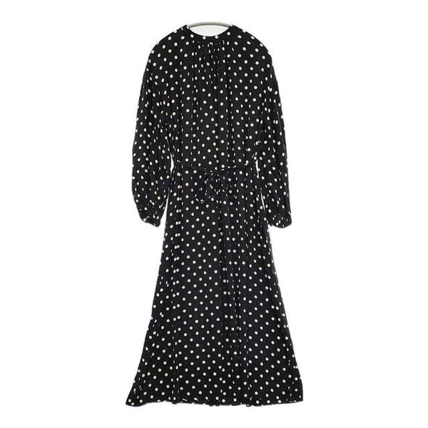 sacra ポルカドット ベルト付き レーヨンキュプラドレス ワンピース ブラック ベージュ レディース サクラ【中古】5-1022M∞