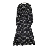 sacra ポルカドット ベルト付き レーヨンキュプラドレス ワンピース ブラック ベージュ レディース サクラ【中古】5-1022M∞