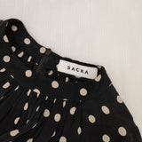 sacra ポルカドット ベルト付き レーヨンキュプラドレス ワンピース ブラック ベージュ レディース サクラ【中古】5-1022M∞