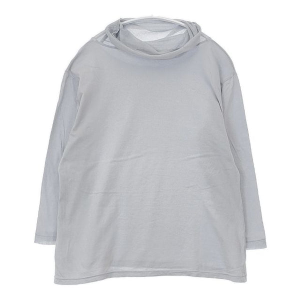 Plantation コットンチュール七分袖Tシャツ 定価17600円 Ｔシャツ カットソー 24SS ライトブルー レディース プランテーション【中古】5-0804M∞