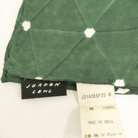 JURGEN LEHL シルクツイルブロックプリントスカーフ インド製 定価19800円 スカーフ グリーン レディース ヨーガンレール【中古】5-0913G◎