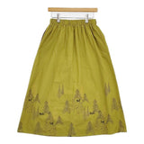Lilou&Lily 刺繍 深い森の中のキツネ ロングスカート イエロー系 レディース リルアンドリリー【中古】5-1016M∞