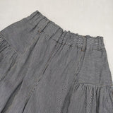 Cotton House Aya ヒッコリー キュロット ワイド パンツ ネイビー ホワイト レディース コットンハウスアヤ【中古】5-1016G∞