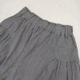 Cotton House Aya ヒッコリー キュロット ワイド パンツ ネイビー ホワイト レディース コットンハウスアヤ【中古】5-1016G∞