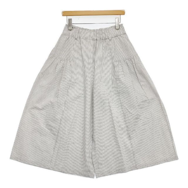 Cotton House Aya ヒッコリー キュロット コットン パンツ ホワイト ネイビー レディース コットンハウスアヤ【中古】5-1022G∞