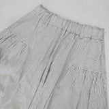 Cotton House Aya ヒッコリー キュロット コットン パンツ ホワイト ネイビー レディース コットンハウスアヤ【中古】5-1022G∞