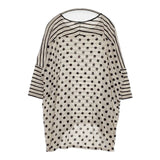 pas de calais RE EDITION ドット ボーダー リネンニットソー カットソー ベージュ ネイビー レディース パドカレ【中古】5-1016S∞