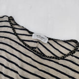 pas de calais RE EDITION ドット ボーダー リネンニットソー カットソー ベージュ ネイビー レディース パドカレ【中古】5-1016S∞