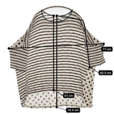 pas de calais RE EDITION ドット ボーダー リネンニットソー カットソー ベージュ ネイビー レディース パドカレ【中古】5-1016S∞