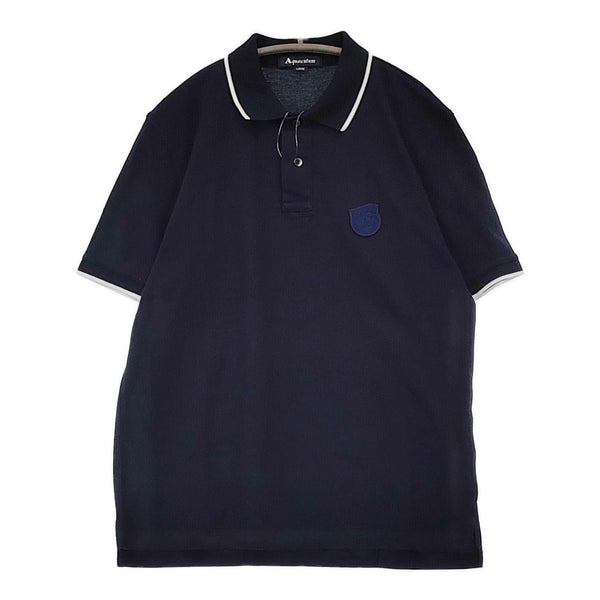 Aquascutum ワッペン サイズL ポロシャツ ネイビー レディース アクアスキュータム【中古】5-0708S♪