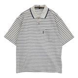 BURBERRY LONDON ノバチェック ボーダー サイズM ポロシャツ ホワイト ネイビー メンズ バーバリーロンドン【中古】5-0713S♪