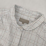 MARGARET HOWELL 578-153915 コットン チェック 丸襟 長袖シャツ ホワイト ブルー レディース マーガレットハウエル【中古】5-1109M∞