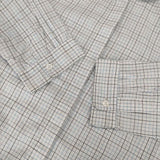 MARGARET HOWELL 578-153915 コットン チェック 丸襟 長袖シャツ ホワイト ブルー レディース マーガレットハウエル【中古】5-1109M∞