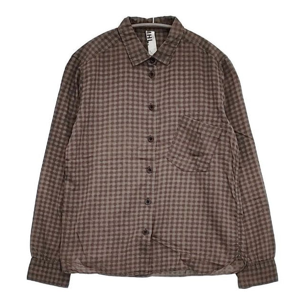 MHL. 578-253979 コットンウール チェック 長袖シャツ ブラウン レディース エムエイチエル【中古】5-1016M∞