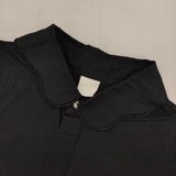 I am I 長袖 スカラップカラー コットン 比翼ボタン ブラウス シャツ ブラック レディース アイアムアイ【中古】5-1016M∞