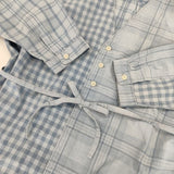 mat quotidien mat先染めインディゴチェック パッチワークシャツはおり ベルト付き ワンピース ブルー レディース マトコテディアン【中古】5-1201M∞