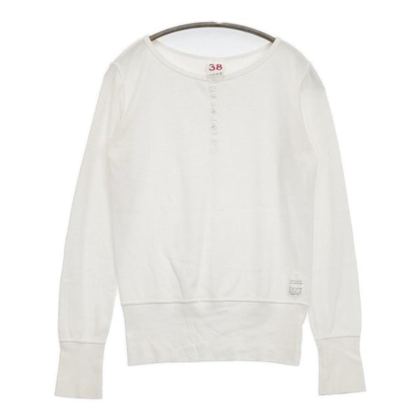 FABRIQUE en planete terre コットン ヘンリーネック ワッフル 長袖Ｔシャツ カットソー ロンＴ ホワイト レディース ファブリケ【中古】5-1016M∞