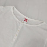 FABRIQUE en planete terre コットン ヘンリーネック ワッフル 長袖Ｔシャツ カットソー ロンＴ ホワイト レディース ファブリケ【中古】5-1016M∞