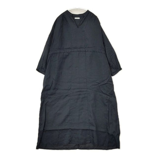 fog linen work リネン Vネック リトアニア製 ワンピース ネイビー レディース フォグリネンワーク【中古】5-0804M∞