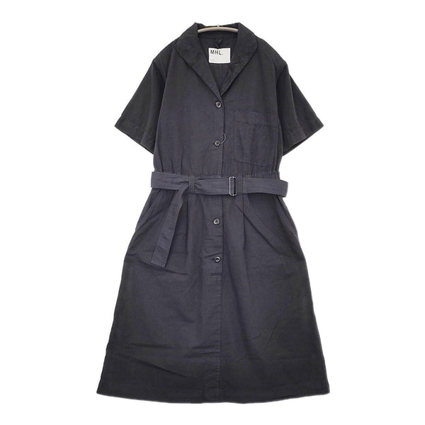 MHL. 595-1157551 COTTON LINEN SHIRTING サイズ1 ベルト付き シャツ ワンピース 21SS ブラック レディース エムエイチエル【中古】5-0708S♪
