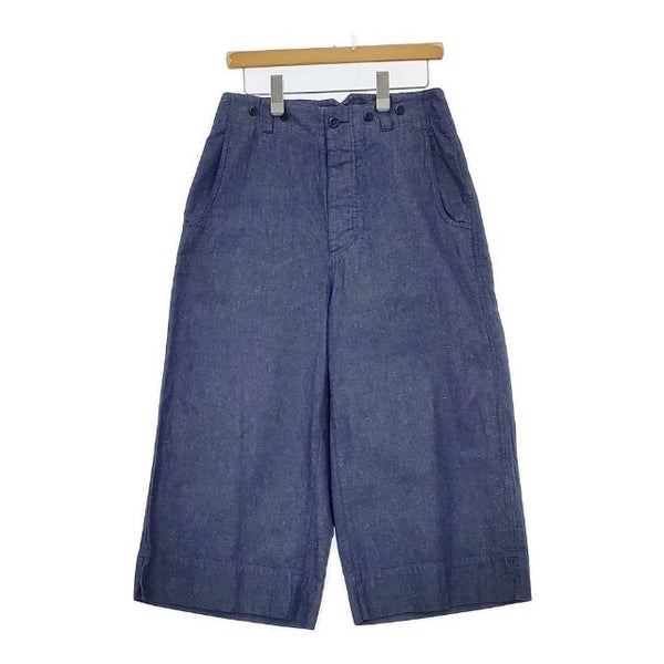 MHL. 595-1143501 COTTON HEMP DRILL ワイド パンツ ブルー レディース エムエイチエル【中古】5-0804M∞