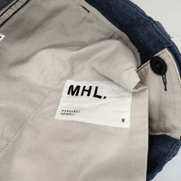 MHL. 595-1143501 COTTON HEMP DRILL ワイド パンツ ブルー レディース エムエイチエル【中古】5-0804M∞