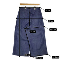 MHL. 595-1143501 COTTON HEMP DRILL ワイド パンツ ブルー レディース エムエイチエル【中古】5-0804M∞