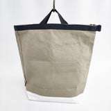 TEMBEA 新品 ROLL TOP TOTE 定価22000円 コットン トートバッグ カーキ ホワイト レディース テンベア【中古】5-0813G◎#