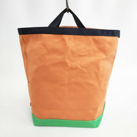TEMBEA 未使用品 ROLL TOP TOTE 定価22000円 コットン トートバッグ オレンジ グリーン レディース テンベア【中古】5-0813G◎