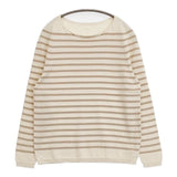 YURI+PARK 新品 MATHEA-B ボーダー 定価31900円 30-CJ012-FF12 コットン セーター ニット ベージュ レディース ユリパーク【中古】5-1201M∞