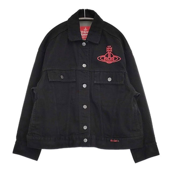 Vivienne Westwood Red Label ブラックデニム オーブ刺繍 デニムジャケット ブラック レディース ヴィヴィアンウエストウッドレッドレーベル【中古】5-1004M∞