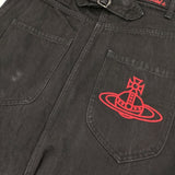 Vivienne Westwood Red Label 16-12-731005 サスペンダー付きデニムパンツ オーブ刺繍 パンツ ブラック レディース ヴィヴィアンウエストウッドレッドレーベル【中古】5-1021G△