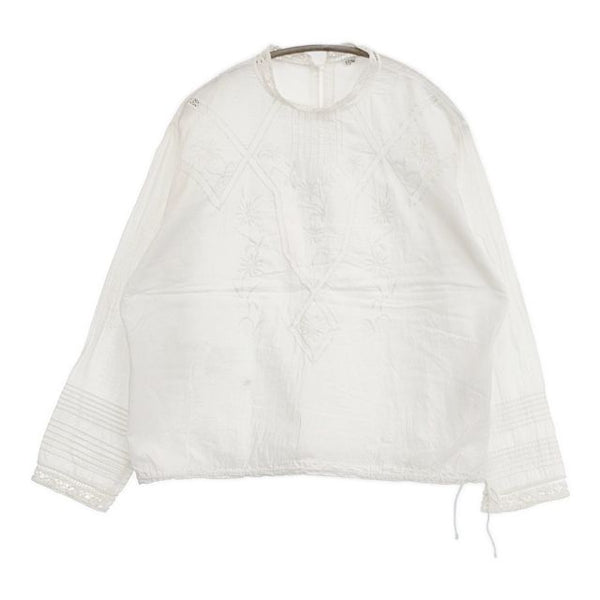 45R/45rpm インドカディのリボンレースdeTシャツ 定価71500円 刺繍 ブラウス シャツ ホワイト レディース フォーティーファイブアールピーエム【中古】5-1124M∞