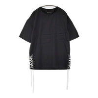 MINED/CONVERSE TOKYO レースアップ サイズ1 半袖Ｔシャツ カットソー ブラック レディース マインデニム/コンバーストウキョウ【中古】5-0708S♪