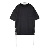 MINED/CONVERSE TOKYO レースアップ サイズ1 半袖Ｔシャツ カットソー ブラック レディース マインデニム/コンバーストウキョウ【中古】5-0708S♪