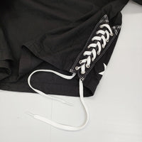 MINED/CONVERSE TOKYO レースアップ サイズ1 半袖Ｔシャツ カットソー ブラック レディース マインデニム/コンバーストウキョウ【中古】5-0708S♪