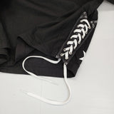 MINED/CONVERSE TOKYO レースアップ サイズ1 半袖Ｔシャツ カットソー ブラック レディース マインデニム/コンバーストウキョウ【中古】5-0708S♪