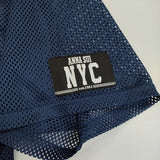 ANNA SUI NYC スポーツメッシュトップス 23SS-ANTP14 Vネック 半袖Ｔシャツ カットソー ネイビー レディース アナスイ【中古】5-0708S♪
