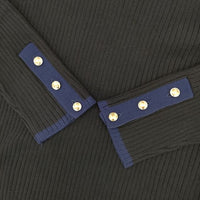 Simplicite バイカラーリブニット セーター ニット ブラック ネイビー レディース シンプリシテェ【中古】5-1004M∞