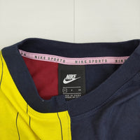 NIKE パッチワーク リメイク サイズS 半袖Ｔシャツ カットソー ネイビー イエロー レディース ナイキ【中古】5-0708S♪