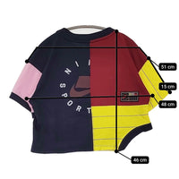 NIKE パッチワーク リメイク サイズS 半袖Ｔシャツ カットソー ネイビー イエロー レディース ナイキ【中古】5-0708S♪