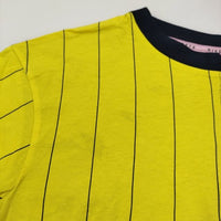NIKE パッチワーク リメイク サイズS 半袖Ｔシャツ カットソー ネイビー イエロー レディース ナイキ【中古】5-0708S♪
