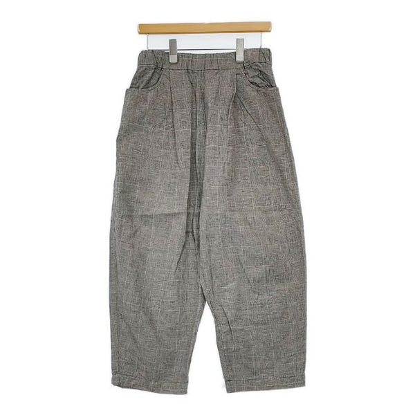 DIARIES リネンコットン チェック パンツ グレー レディース ダイアリーズ【中古】5-0804M∞