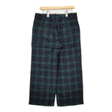 ICHI LT/V210721 ウール混 チェック ブラックウォッチ ワイド パンツ グリーン ネイビー レディース イチ【中古】5-1030T∞