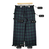 ICHI LT/V210721 ウール混 チェック ブラックウォッチ ワイド パンツ グリーン ネイビー レディース イチ【中古】5-1030T∞