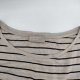 MARGARET HOWELL 578-269404 リネン ボーダー 七分袖 Ｔシャツ カットソー ベージュ ブラック レディース マーガレットハウエル【中古】5-0804M∞