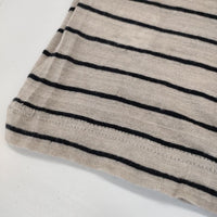 MARGARET HOWELL 578-269404 リネン ボーダー 七分袖 Ｔシャツ カットソー ベージュ ブラック レディース マーガレットハウエル【中古】5-0804M∞