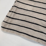 MARGARET HOWELL 578-269404 リネン ボーダー 七分袖 Ｔシャツ カットソー ベージュ ブラック レディース マーガレットハウエル【中古】5-0804M∞