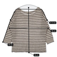 MARGARET HOWELL 578-269404 リネン ボーダー 七分袖 Ｔシャツ カットソー ベージュ ブラック レディース マーガレットハウエル【中古】5-0804M∞